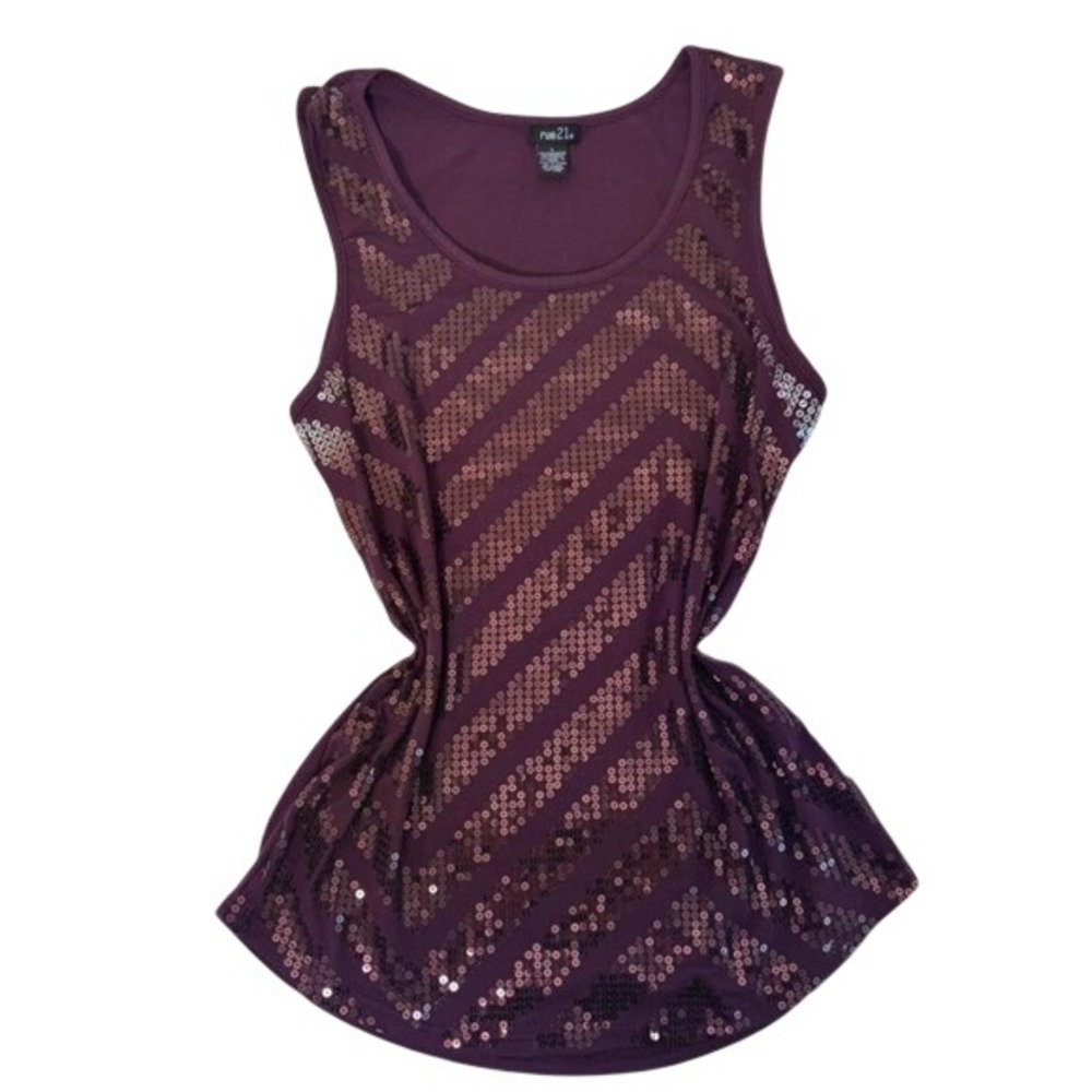 Y2K Rue 21 Burgundy Sequin Tank